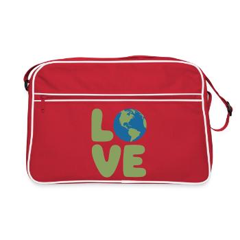Earth Love Globe Logo - Retro Tasche - Rot/Weiß - Vorne
