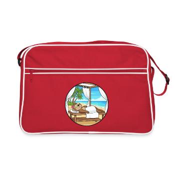 Strand-Spa-Affenaffen-Entspannende Kunst - Retro Tasche - Rot/Weiß - Vorne
