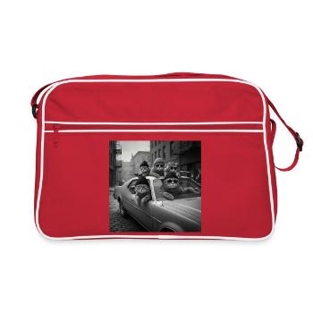 Lustiges Gangster-Katzen-T-Shirt für Männer  - Retro Tasche - Rot/Weiß - Vorne