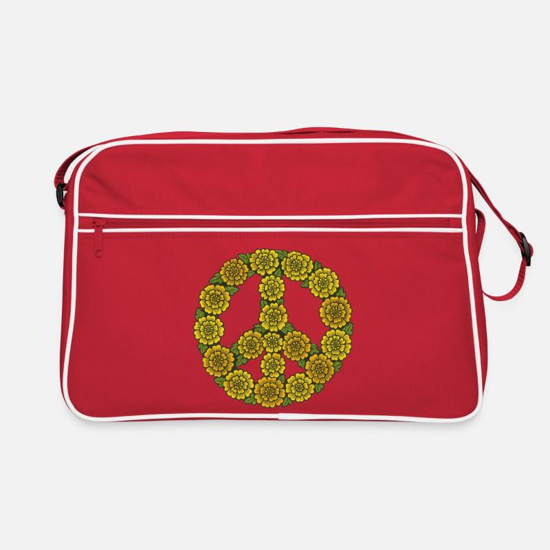 Blumen-Friedenszeichen-Kreis Retro Tasche