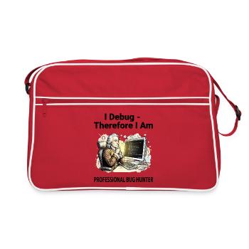 Retro Scholar at Coding Console - light background - Retro Bag - red/white - Front