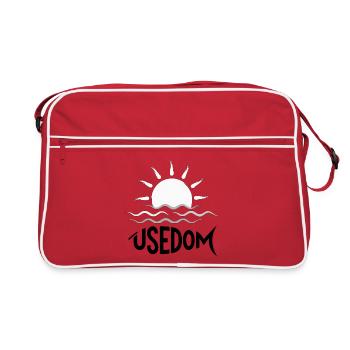 Lever de soleil sur les vagues de mer - Sac Retro - rouge/blanc - Devant