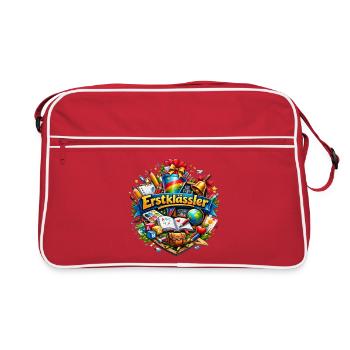 First Grade Learning World Logo - Retro Bag - red/white - Front