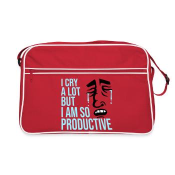 Je pleure beaucoup mais je suis tellement productif, émotions drôles - Sac Retro - rouge/blanc - Devant