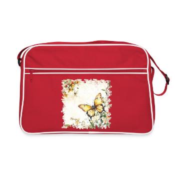 Papillon aquarelle dans le jardin printanier - Sac Retro - rouge/blanc - Devant