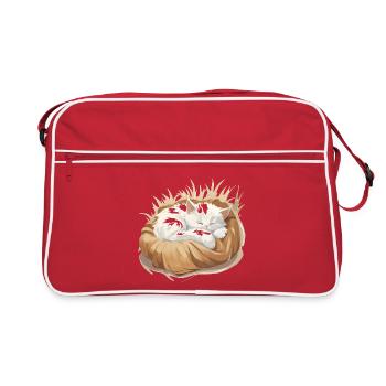 Chat endormi dans un oreiller câlin - Sac Retro - rouge/blanc - Devant