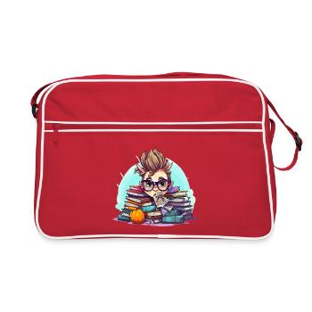 Un nerd de livres dans la pile - Sac Retro - rouge/blanc - Devant