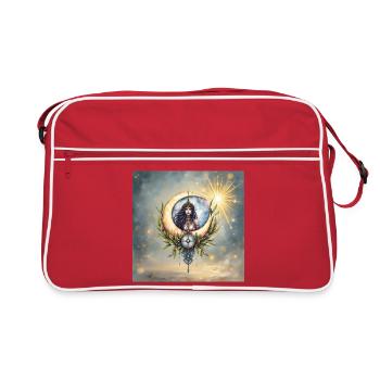 Lunar Goddess in Floral Crescent - Retro Bag - red/white - Front