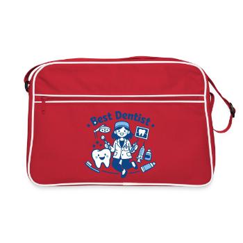 Best Female Woman Dentist - Retro Bag - red/white - Front