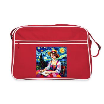 Nocturnal patchwork font - Retro Bag - red/white - Front