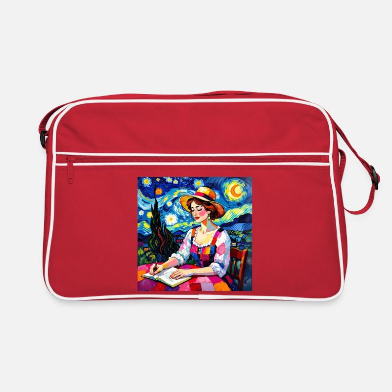 Nächtliche Patchworkschrift Retro Tasche