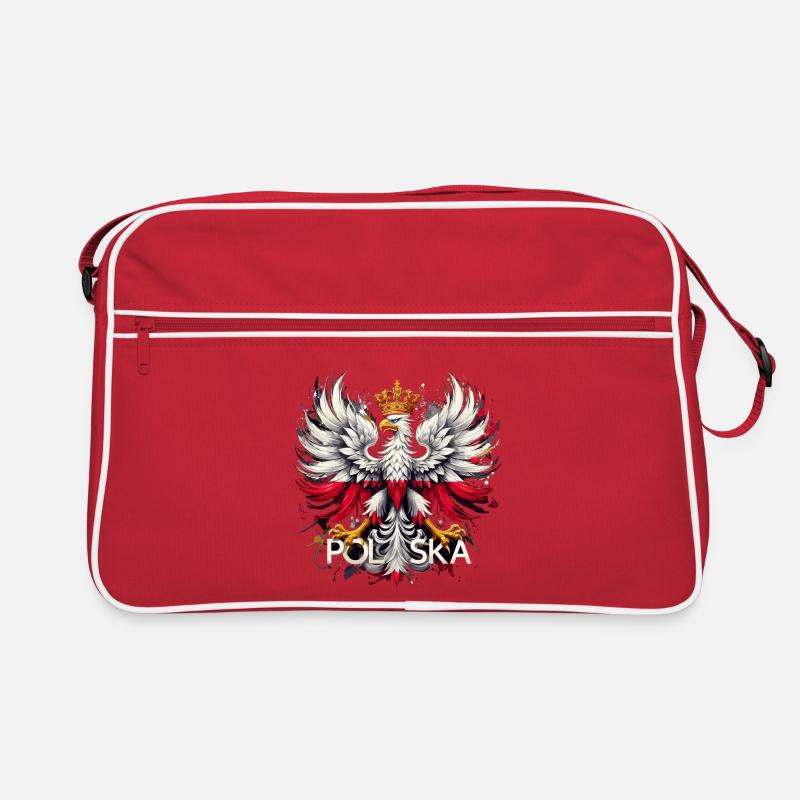 Polish Eagle: White and Red with Crown & Flag Retro Bag