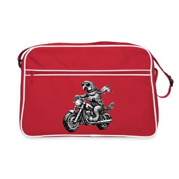 Biker Ara | Parrot on Motorcycle - Retro Bag - red/white - Front