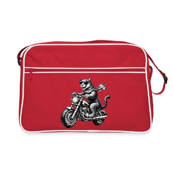 Un grand chat à moto - Sac Retro - rouge/blanc - Devant