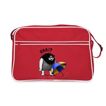 Homme des cavernes avec parapluie - Sac Retro - rouge/blanc - Devant