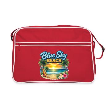 Blue Sky Beach Sunset - Retro Bag - red/white - Front