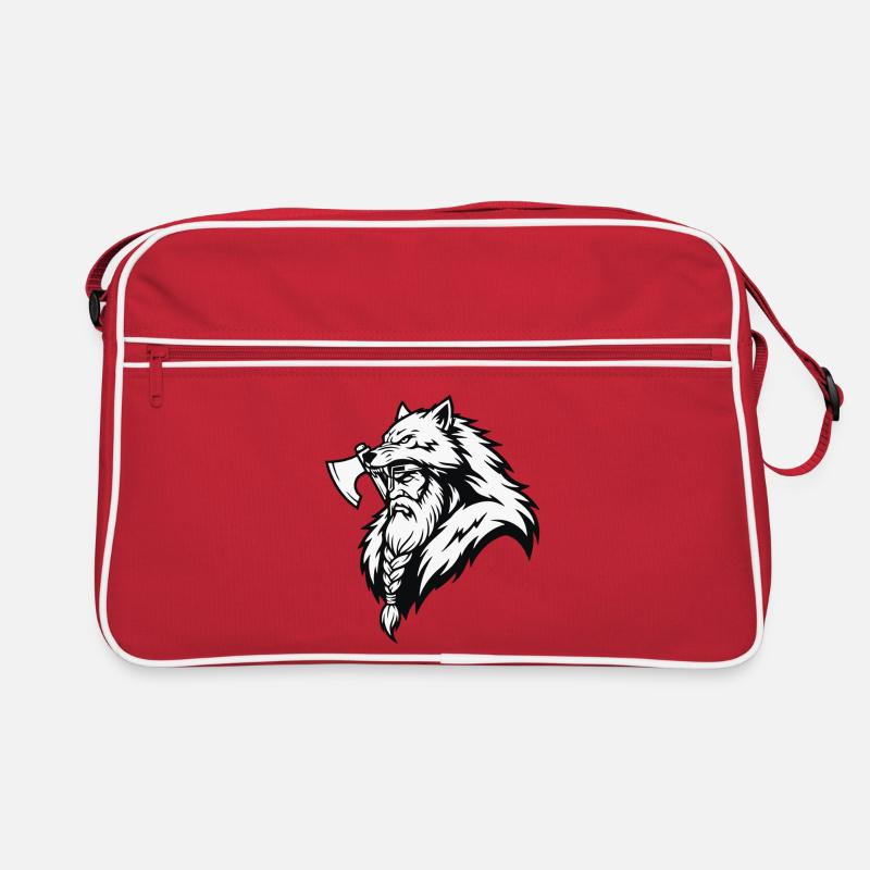 Wikinger-Ulfhednar-Krieger-Wolf-Berserker-Maskottchen Retro Tasche