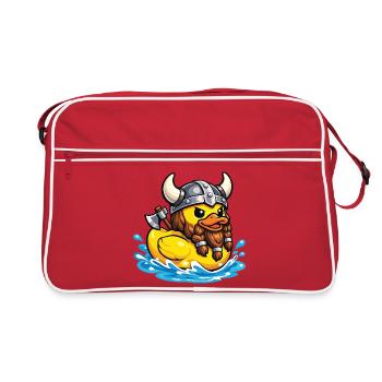 Canard en caoutchouc Canard Viking, canard nordique amoureux de canard - Sac Retro - rouge/blanc - Devant