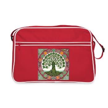 Tree of Life Circular Stained Glass - Retro Bag - red/white - Front