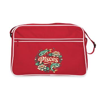 Tatouage vintage de poisson lotus en Poissons - Sac Retro - rouge/blanc - Devant