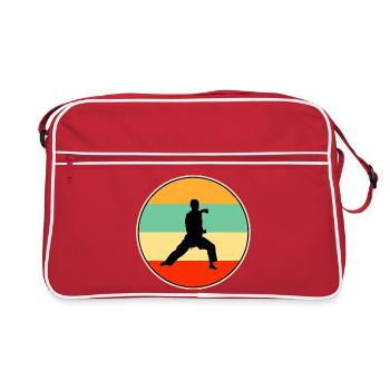 Silhouette rétro Karaté Arts martiaux Sunset - Sac Retro - rouge/blanc - Devant