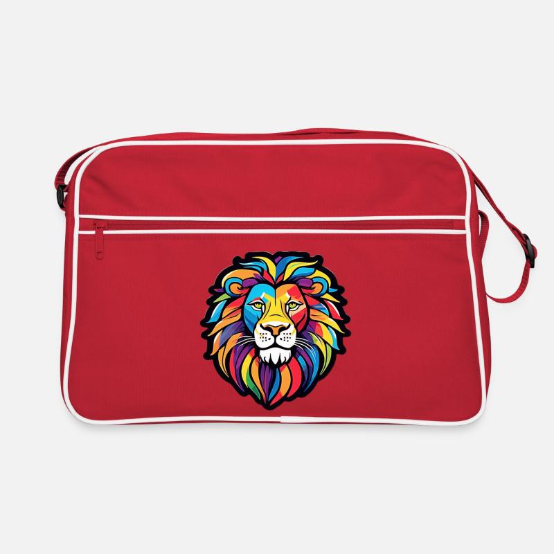 Lion éclatant arc-en-ciel Sac Retro