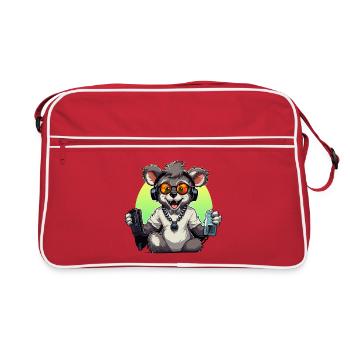 Koala gamer avec casque - Sac Retro - rouge/blanc - Devant