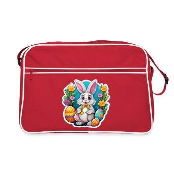 Lapin Pâques Pastel et Œufs Fleuris - Sac Retro - rouge/blanc - Devant
