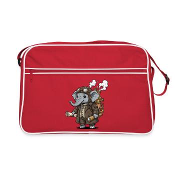 Éléphant Explorateur Steampunk Vapeur Rétro - Sac Retro - rouge/blanc - Devant