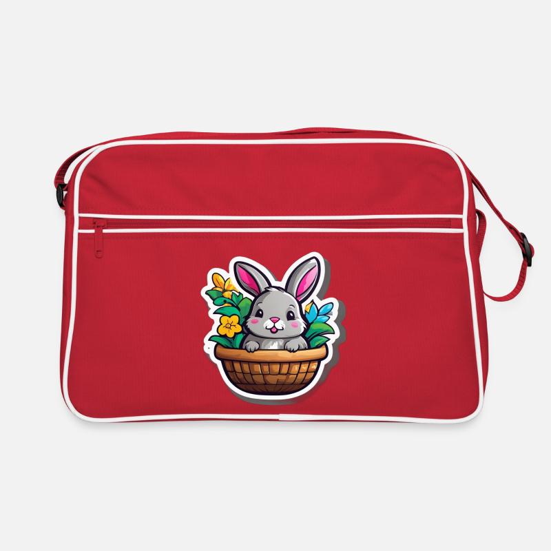 Spring Rabbit in Flower Basket Retro Bag