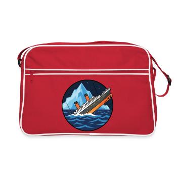 Titanic Schiff Eisberg Illustration - Retro Bag - red/white - Front