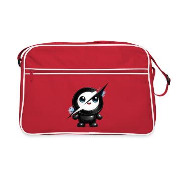 Cute AI Lightning Grok Mascot Sticker - Retro Bag - red/white - Front
