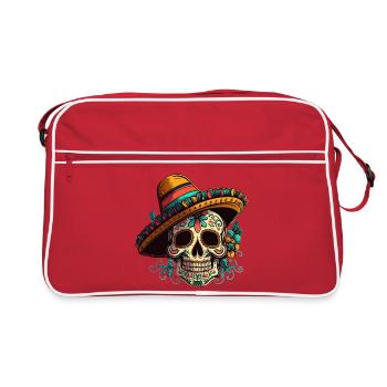 Fleur de Crâne de Sucre Dia de Los Muertos - Sac Retro - rouge/blanc - Devant