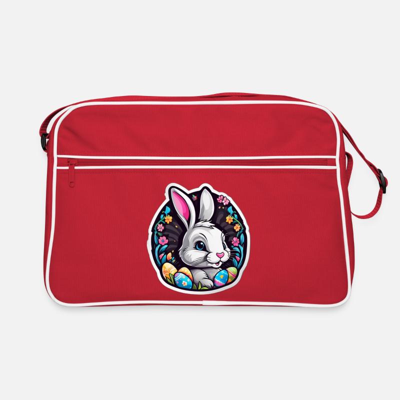 Spring rabbit and colorful eggs Retro Bag