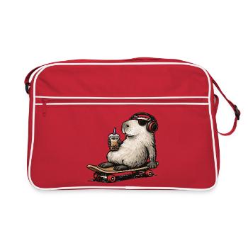 Capybara Skateboard Bubble Tea - Retro Bag - red/white - Front