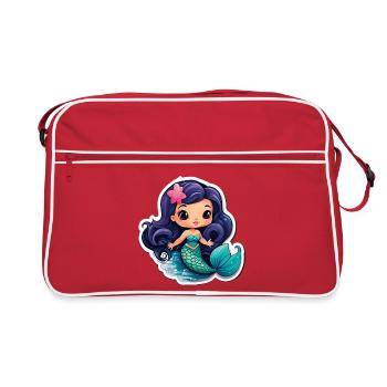 Sirène kawaii à queue turquoise - Sac Retro - rouge/blanc - Devant