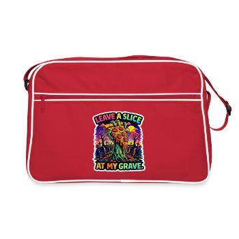 Zombie slice of pizza at the grave - Retro Bag - red/white - Front