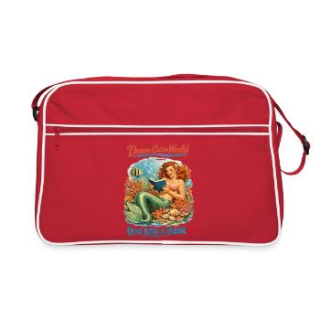 Retro Meerjungfrau: Dive Into a Book Pin-up - Retro Tasche - Rot/Weiß - Vorne