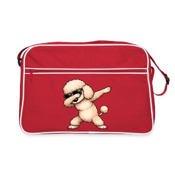 Dabbing Poodle - Retro Bag - red/white - Front