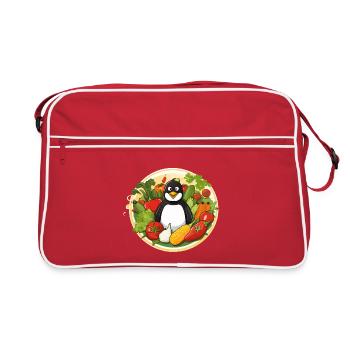 Le manchot dans le paradis des légumes - Sac Retro - rouge/blanc - Devant