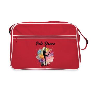 Pole Dance Silhouette – Watercolor Art Design - Retro Bag - red/white - Front