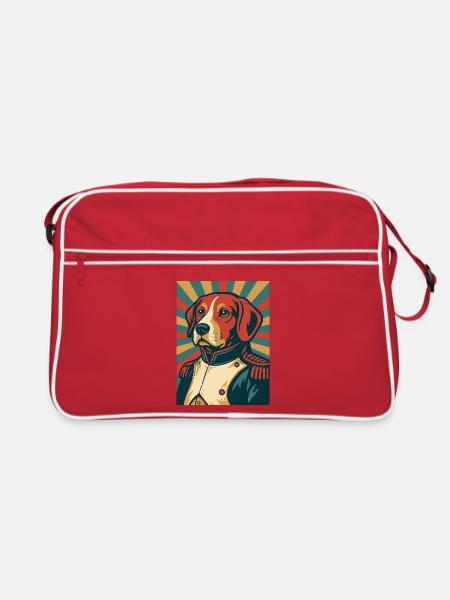 Dog General Retro Poster Style Vintage Design - Retro Bag - red/white - Front