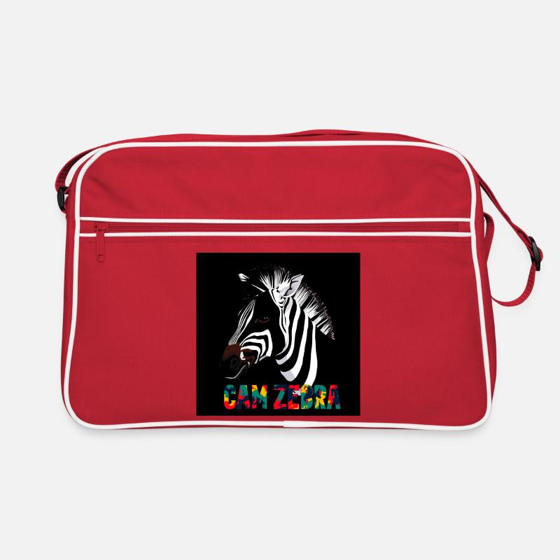 Zebra-Silhouette mit farbenfroher Schrift CANZEBRA Retro Tasche