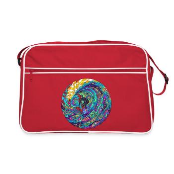 Psychedelische Surfwelle - Retro Tasche - Rot/Weiß - Vorne