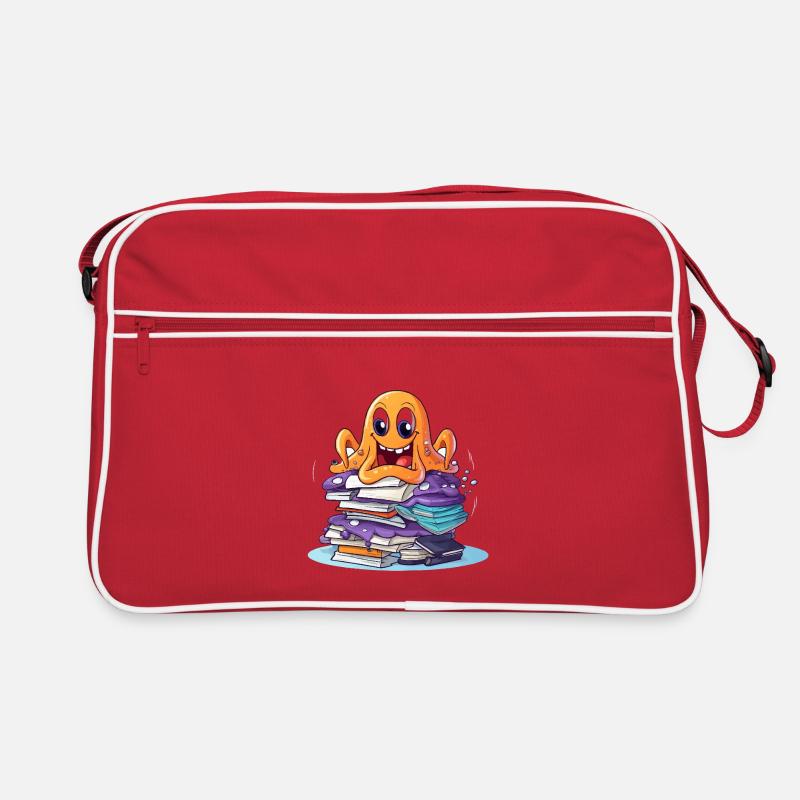 Learning octopus with stack of books Retro Bag