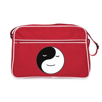 Yin Yang Smiling Serenity, Zen Design - Retro Bag - red/white - Front