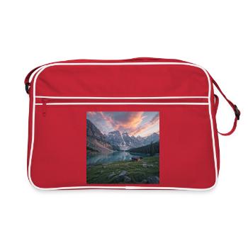 Alpenrefugium am Bergsee - Retro Tasche - Rot/Weiß - Vorne