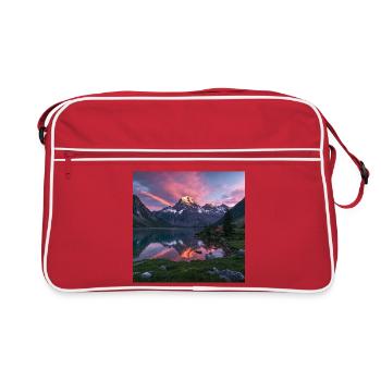 Alpine light at the mountain lake - Retro Bag - red/white - Front