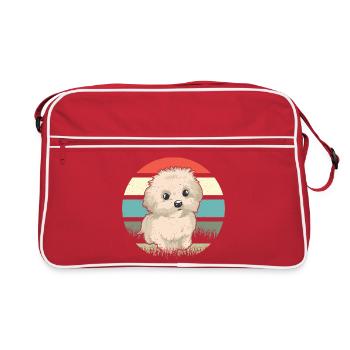 Malteser Retro Hündchen Hund - Retro Tasche - Rot/Weiß - Vorne