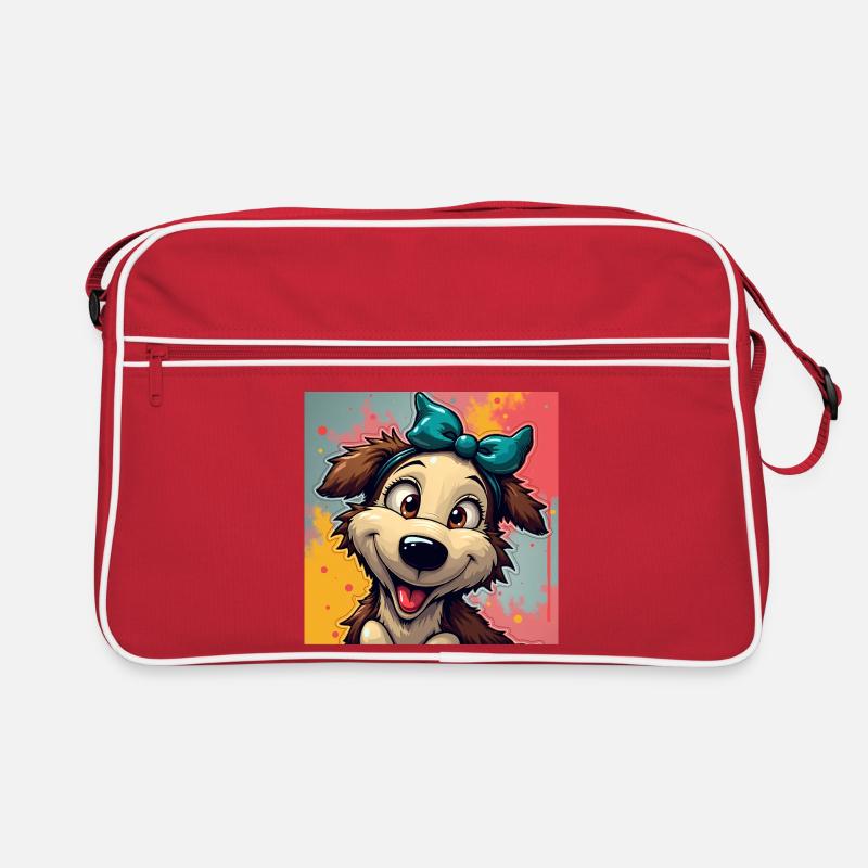 Chien joyeux avec un nœud Sac Retro